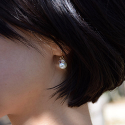 gran 14kgf 3way耳環，配以大顆粒珍珠和小天然石材 第7張的照片
