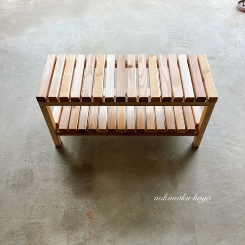 自然の色味そのまますのこ2段ベンチチェア ソファ・ベンチ 家具