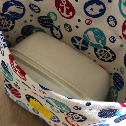 ☆初心者です☆ページ　北欧 波ストライプ柄　お弁当袋　ハンドメイド ☆初心者です☆ページ 北欧 波ストライプ柄 お弁当袋 ハンドメイド
