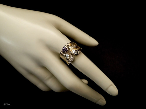 大地のリング　〔タンザナイト サファイア ダイヤモンド シルバー K24 純金 アート〕 6枚目の画像