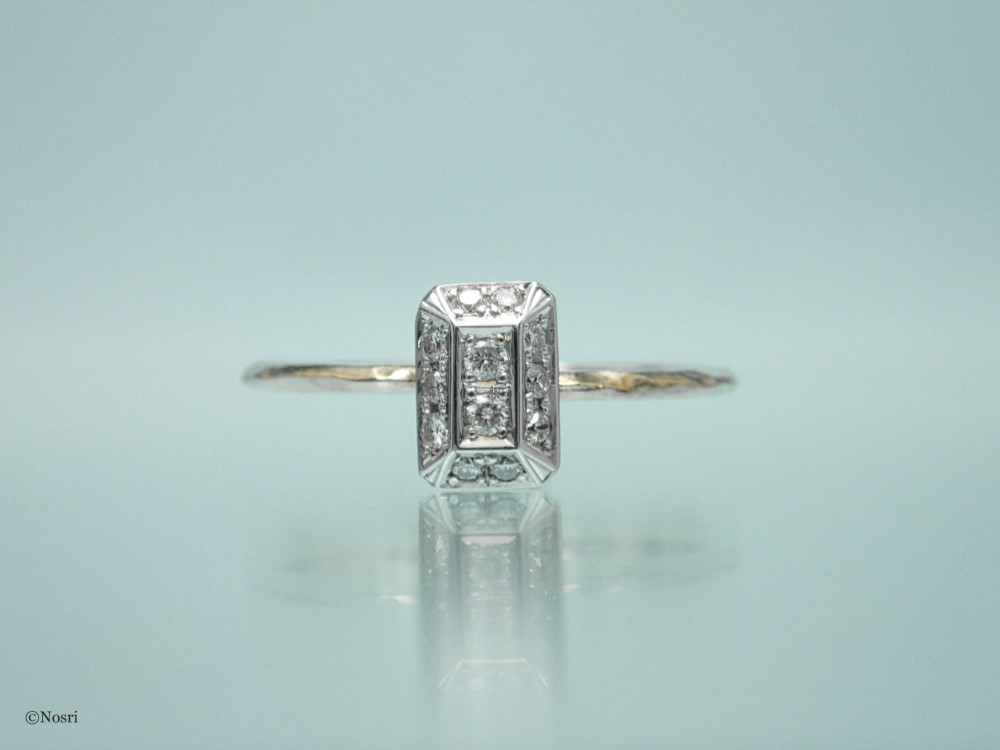 一粒ダイヤモンドのようなリング スクエアタイプ〔K10YG K10WG ダイヤモンド〕