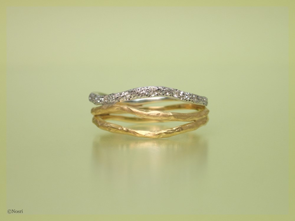 タッチ トリオ リング〔トパーズ シルバー ダイヤダスト加工 マット加工〕