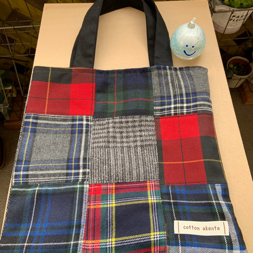 手数料安い お洒落なパッチワーク トート akenta トートバッグ チェック トートバッグ