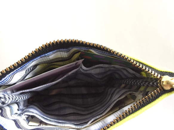 【受注製作】ドットとスモークピンクの内ポケット付きお財布ポーチ 6枚目の画像