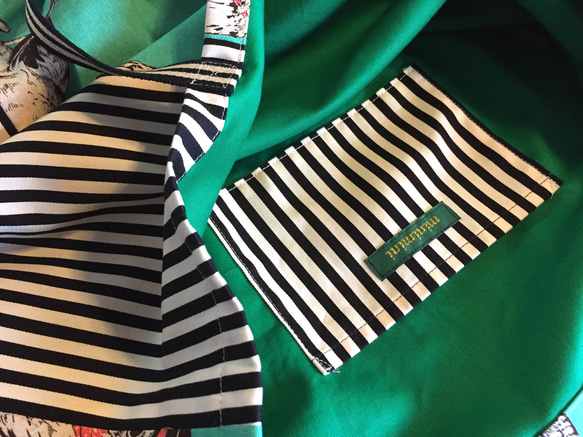 貓頭鷹和條紋大手提袋*綠色 第2張的照片
