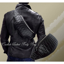 ボディバッグ メンズ キルティング 黒 バイカー ライダース ボディ