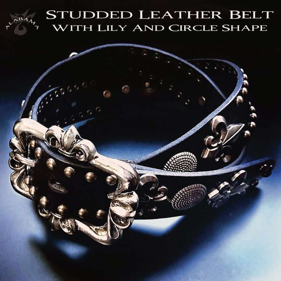 スタッズ メンズ　カジュアルベルト 本革　鋲付き　バイカー　ロック系　ハード系