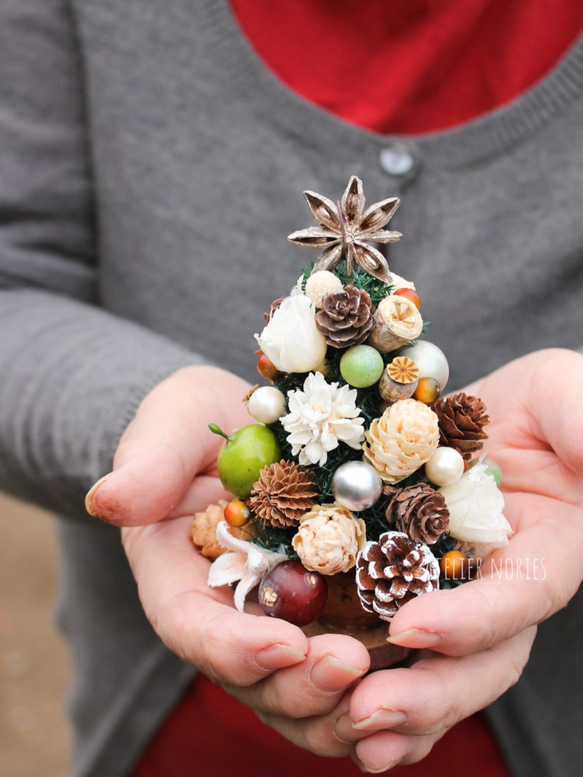 再販x35 クリスマスの小さな贈り物　クルミのミニミニツリー　手のひらサイズのクリスマスツリー 3枚目の画像