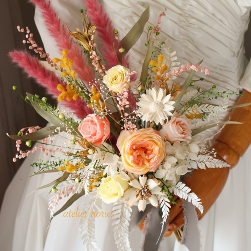 ウェディングブーケ:アーティフィシャルフラワーブーケ【ブートニア
