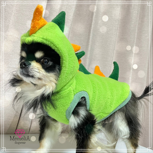 イタグレ用犬服】可愛い怪獣が現れた！もこもこ恐竜着ぐるみフリース