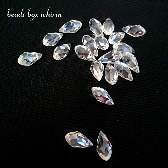 カットガラスビーズ ドロップ 13×6mm 特殊メッキ加工 オーロラ