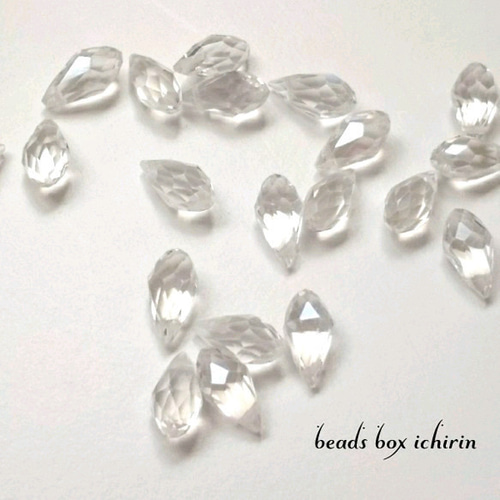 カットガラスビーズ ドロップ 13×6mm 特殊メッキ加工