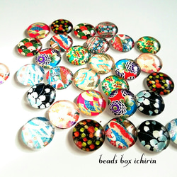 ガラスカボション☆和柄～ジャパネスク～  クリア  12㎜  ドーム  30個入りアソート　 4枚目の画像