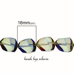 オーロラ☆ニュアンスカラーのガラスビーズ ポリゴン(多角形) ABカラーメッキ 16×12mm 10個セット 5枚目の画像