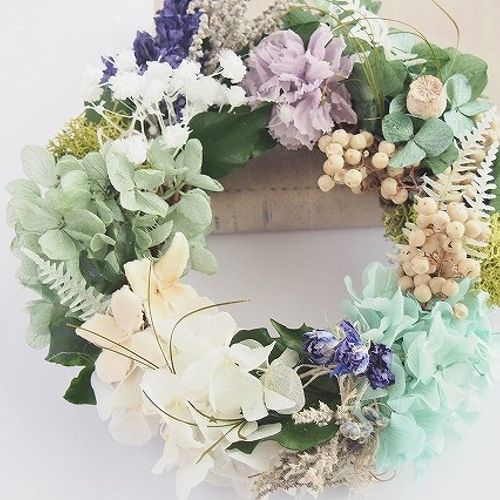 6月の紫陽花リース φ18cm リース fleur-an 通販 4086621