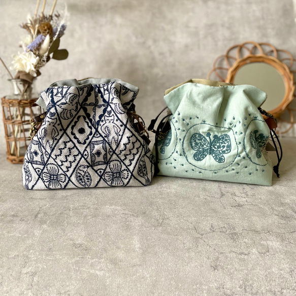 ミナペルホネンエアリーポシェット　ハンドメイド 2wayミナペルホネン ポシェット エアリーポシェット ポシェット muguet