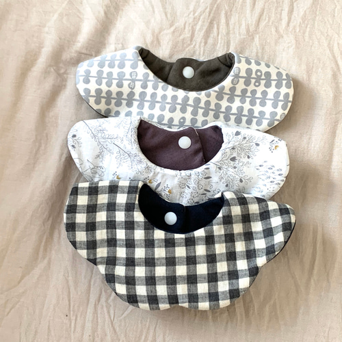 リバーシブル花びらスタイ もくもくスタイ 北欧 ビブ 男の子にも