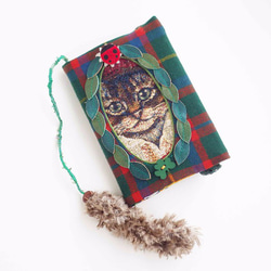 ブラン織りの猫さんのぞく☆ブックカバー（手帳カバー）27 2枚目の画像