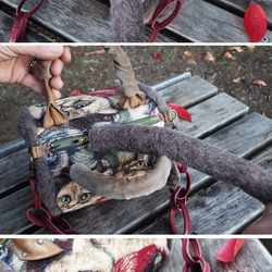 ゴブラン織りの猫さんのネコガタバッグ 4枚目の画像