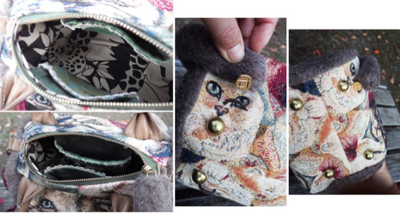 ゴブラン織りの猫さんのネコガタバッグ 5枚目の画像
