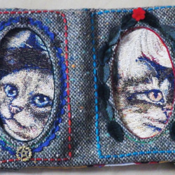 ゴブラン織りの猫さんのぞくブックカバー（手帳カバー）02 3枚目の画像