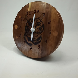 木製　にゃんこ　置時計 7枚目の画像