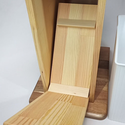 [プライスダウン]　木製　サイドテーブル　ゴミ箱付き 5枚目の画像