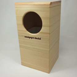 木製　ヒノキのゴミ箱　穴あき投げ入れ型　 3枚目の画像