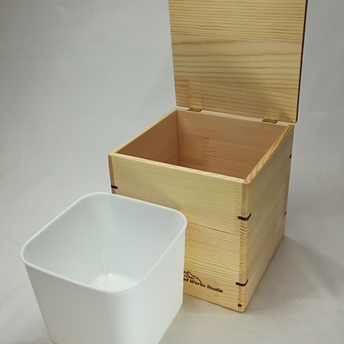 木製 ヒノキのサニタリーBOX プラBOX付き ゴミ箱