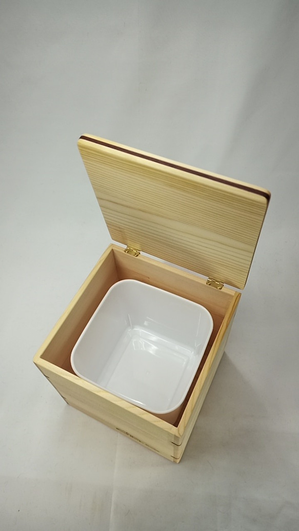 木製　ヒノキのサニタリーBOX　プラBOX付き 4枚目の画像