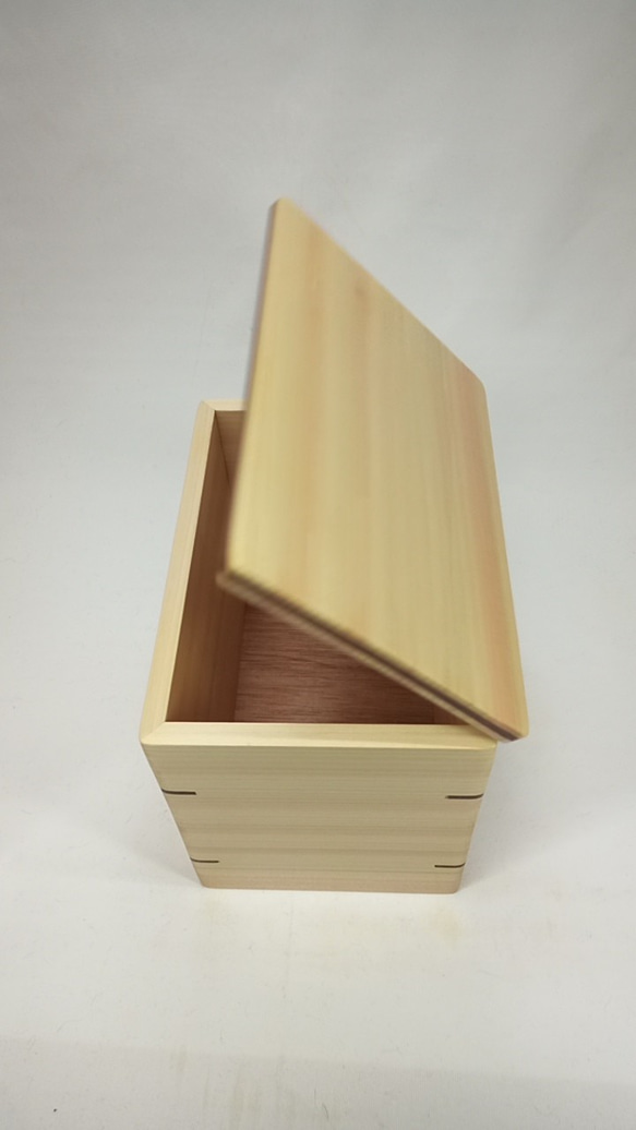 木製　天然ヒノキのフタ付きダストBOX　プラケース付き　　 7枚目の画像