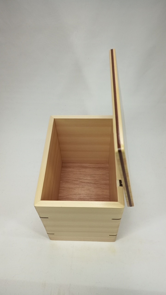 木製　天然ヒノキのフタ付きダストBOX　プラケース付き　　 8枚目の画像