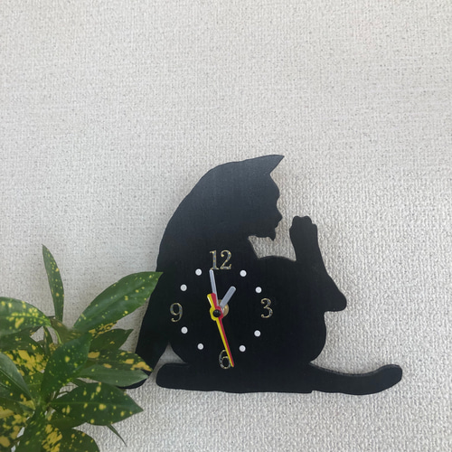 壁掛け時計*猫*ねこ*ブラック*高さ約20㎝*インテリア 壁掛け時計*猫*ねこ*ブラック*高さ約20㎝*インテリア