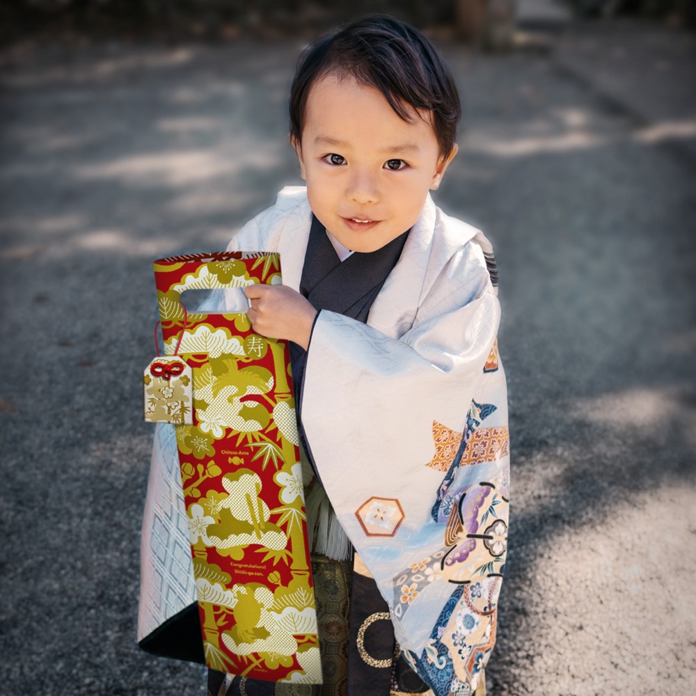 【商品情報 & オーダーページ】飾れる千歳飴袋：七五三柄（小判抜き） おしゃれな七五三 飾れる千歳飴袋：縁起物（小判抜き