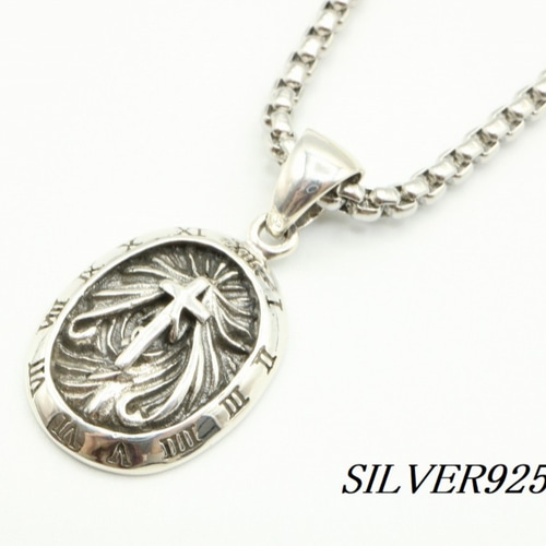 SILVER925 クロス エンブレム モチーフ ペンダント ネックレス