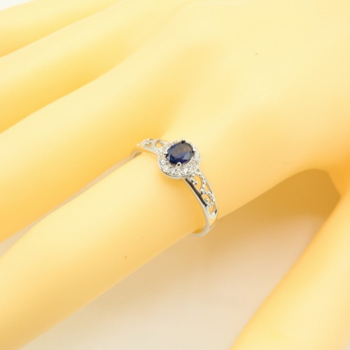 SILVER925 天然石 ブルーサファイア 透かし リング 14号 指輪・リング