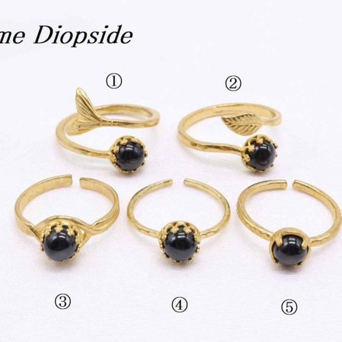 天然石 ブラック スターダイオプサイド 真鍮 リング フリーサイズ 指輪  