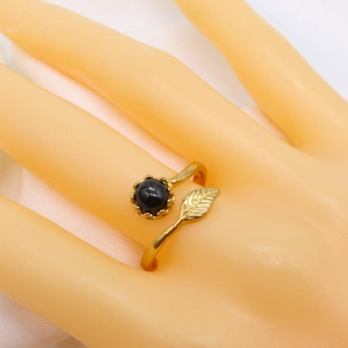 天然石 ブラック スターダイオプサイド 真鍮 リング フリーサイズ 指輪  