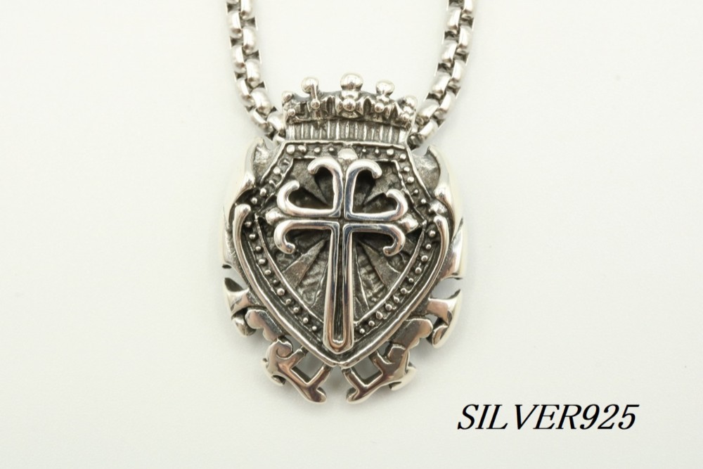 ネックレス　クロスモチーフ　シルバー925 SILVER925 クロス エンブレム モチーフ ネックレス ペンダント