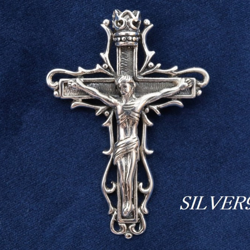 【★E-413】SILVER925 クロス 十字架 キリスト ペンダントトップ