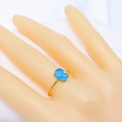 天然石 ブルー オパール 8×6mm 14kgf リング 指輪・リング Jewelry  