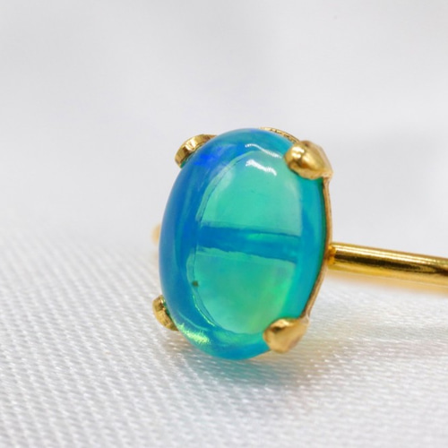天然石 ブルー オパール 8×6mm 14kgf リング 指輪・リング Jewelry  