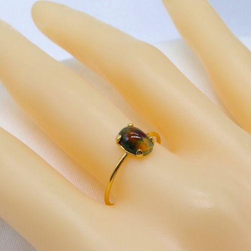 14k ♥オパールリング♦8号 天然石 ブラック オパール 8×6mm 14kgf リング 指輪・リング