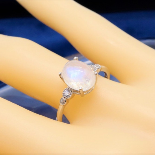 天然 レインボームーンストーン シルバー リング 指輪・リング Jewelry