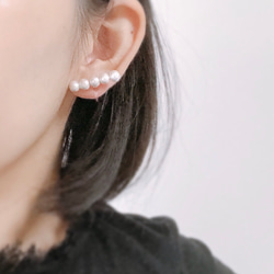 再販】高見え♡5連パールのシンプルイヤリング 上品 大人かわいい