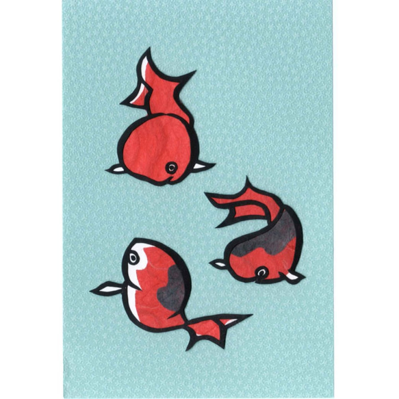 鍬形蕙斎「鳥獣略画式」金魚の切り絵 2枚目の画像