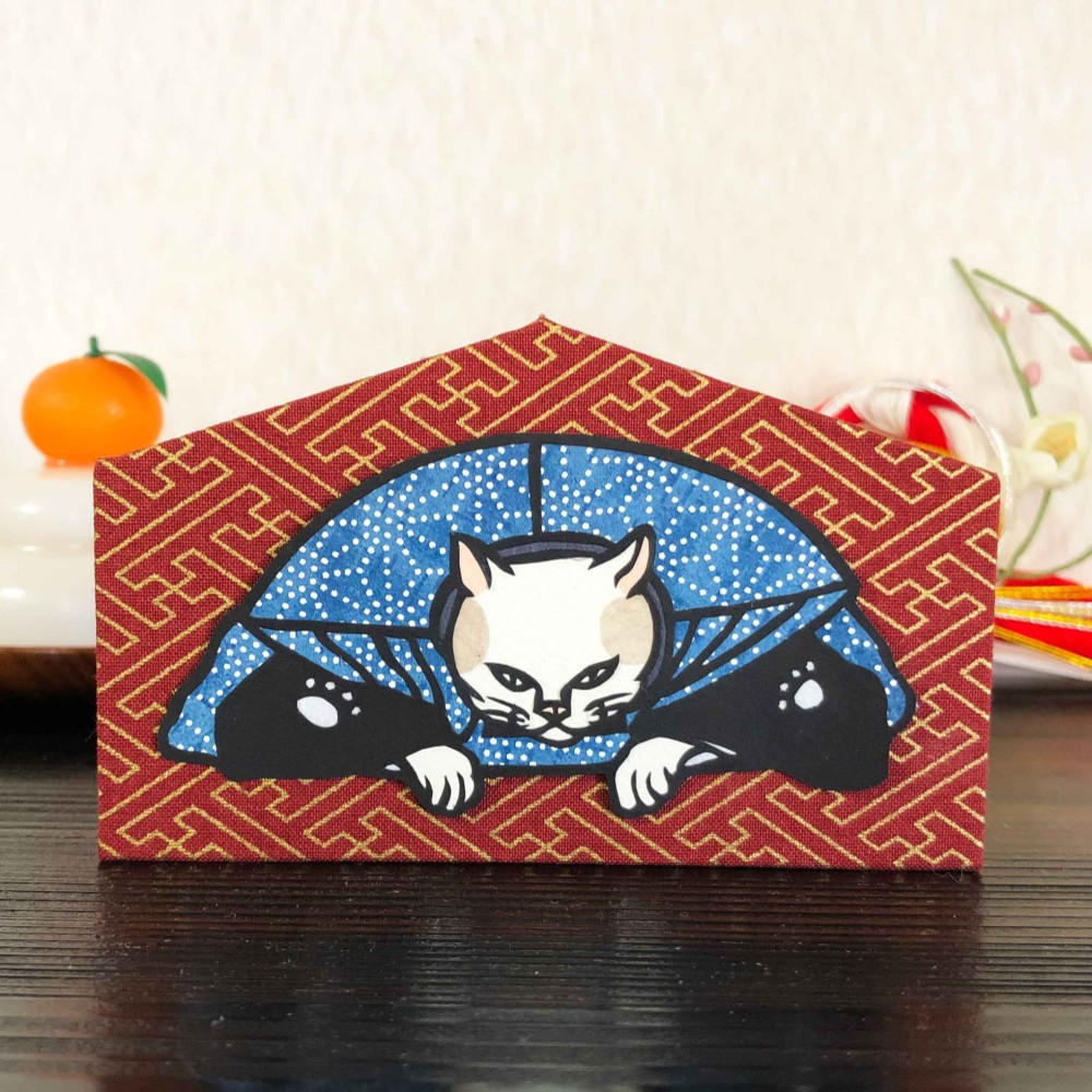 切り絵の一閑張り「猫」