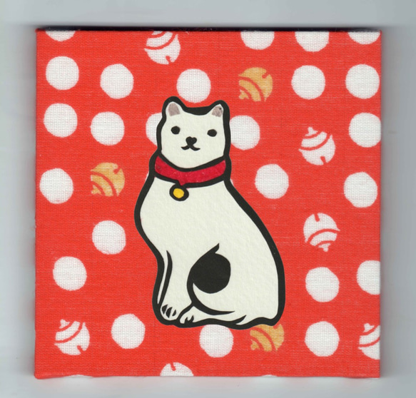 歌川国芳「鞠子の猫」切り絵 ファブリックパネル タペストリー・壁掛け