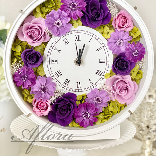 OUT 時計 プリザーブドフラワー ベージュアレンジ ♡ OUT 時計 プリザーブドフラワー ベージュアレンジ ♡ OUT 時計