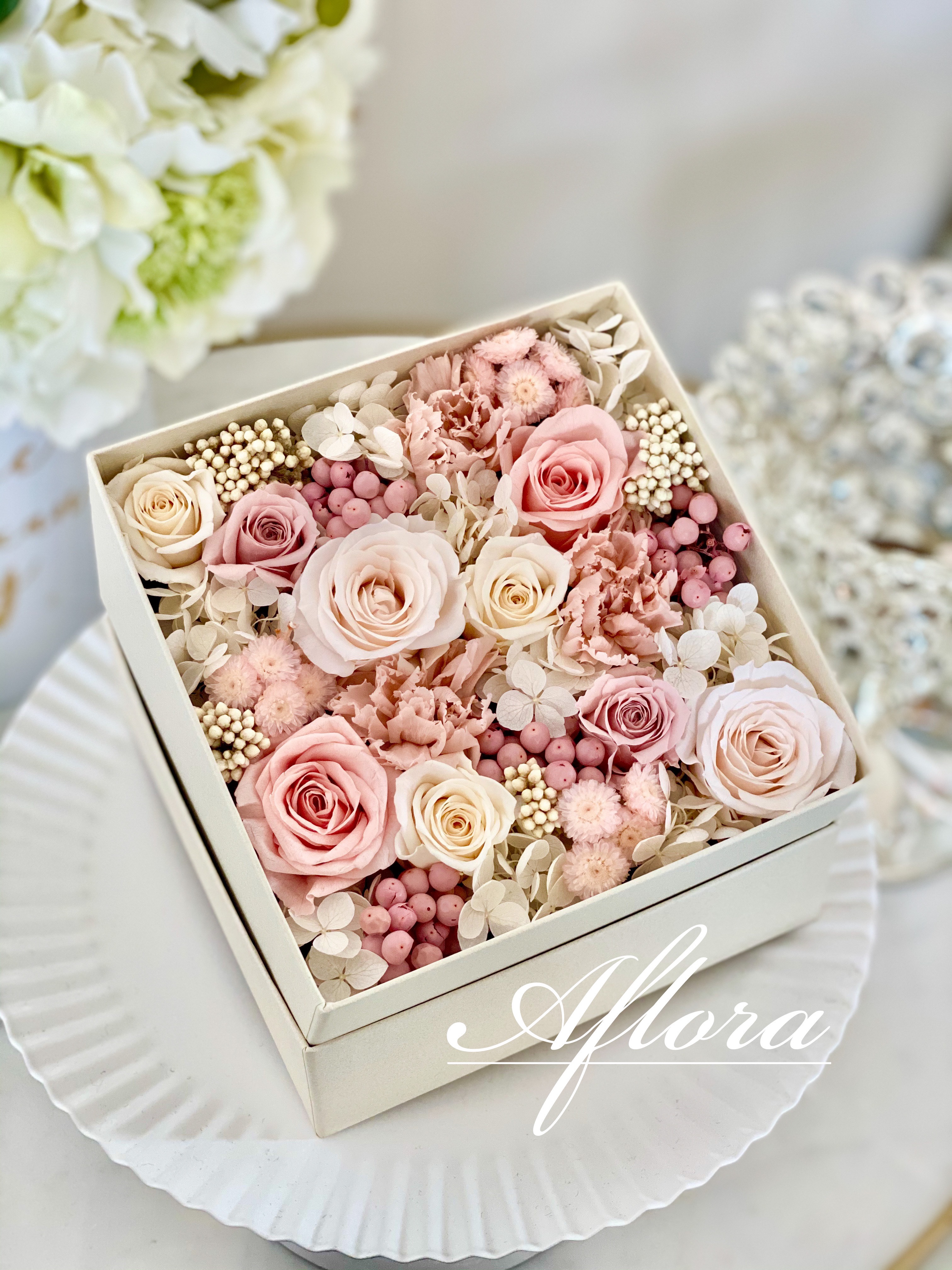 ボックスフラワー プリザーブドフラワーアレンジメント 誕生日プレゼント 結婚祝い ウェディング